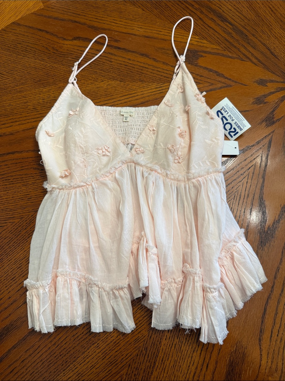 Old Navy Light Pink Embroidered Ruffle Camisole